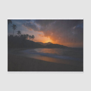 Papel De Seda Praia do por do sol da ilha havaiana