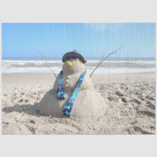 Papel De Seda Praia/Escultura de Areia Tecido de Natal P