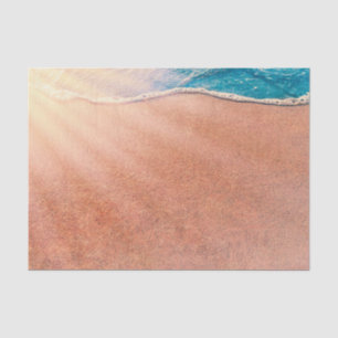 Papel De Seda Praia Orla Arenosa Onda Azul do Oceano Decoupage