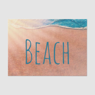 Papel De Seda Praia Orla Arenosa Onda Azul do Oceano Decoupage