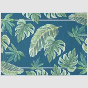 Papel De Seda Praia Selva Tropical Folhagem Folhagem Azul