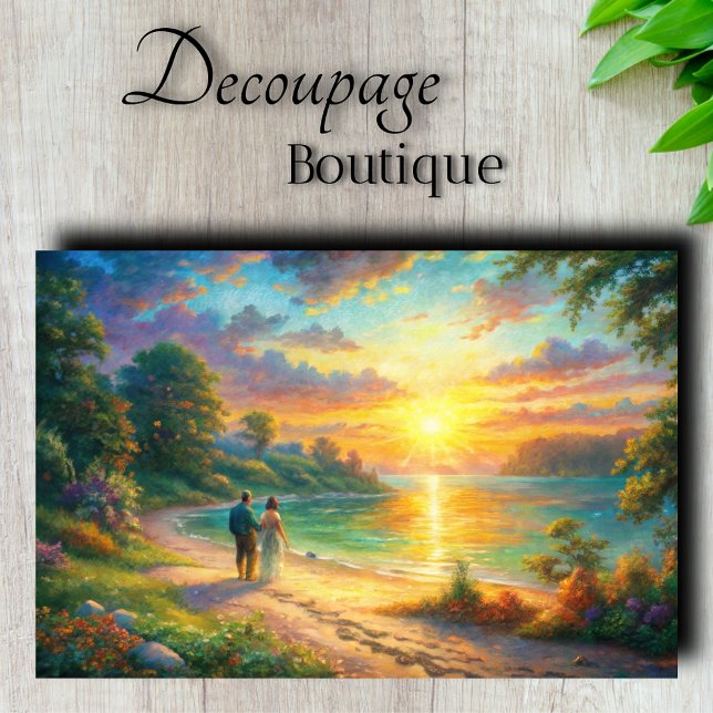 Papel De Seda Praias Douradas Decoupage (Golden Shores Decoupage Tissue Paper)
