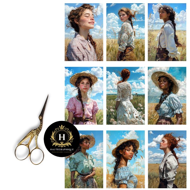 Papel De Seda Prairie Cowgirl Collage Decoupage (Criador carregado)