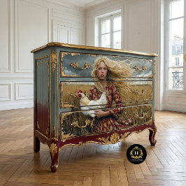 Papel De Seda Prairie Girl com White Rooster Decoupage