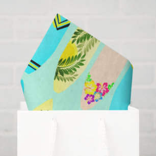 Papel De Seda Pranchas de Surf Tropicais Ilustradas