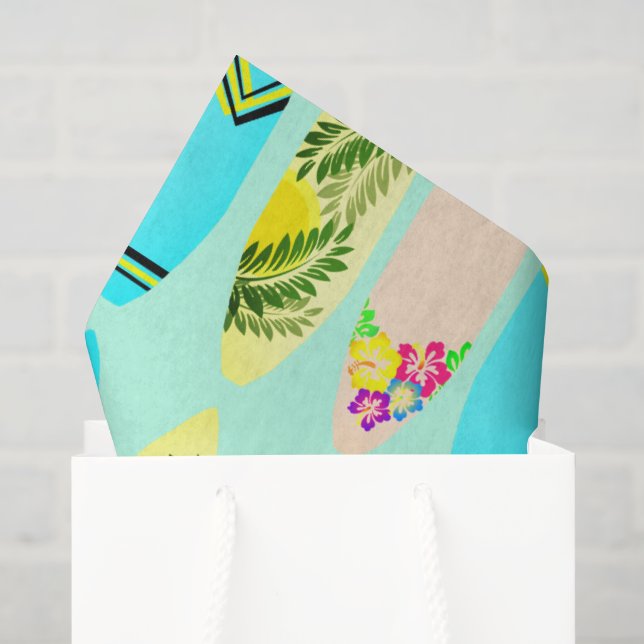 Papel De Seda Pranchas de Surf Tropicais Ilustradas (Sacola de presentes)