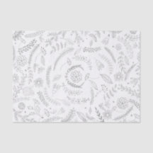 Prata e Branco Botânico Floral Glamouroso Elegante