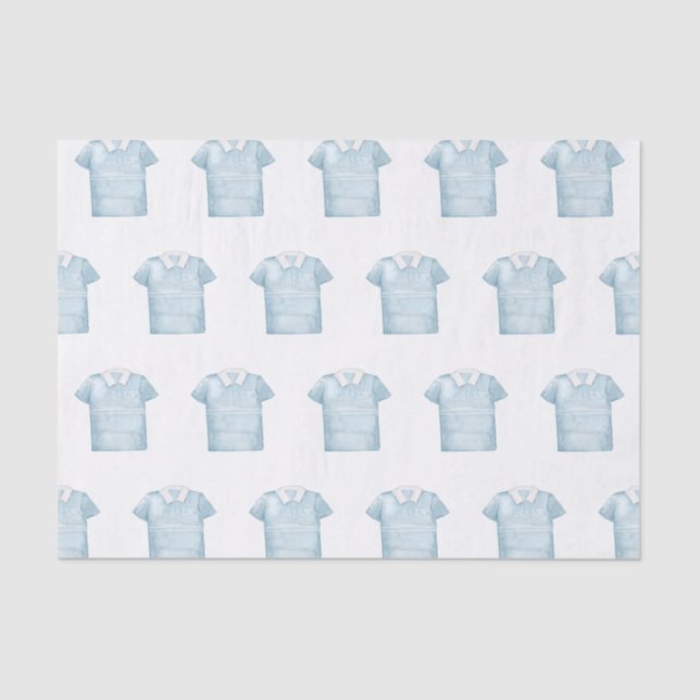 Papel De Seda Pré-Papoila Molha Azul Monograma Golf Polo Shirt (Frente )