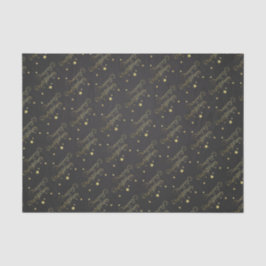 Papel De Seda Precioso Dourado Merry Christmas Stars (Estrelas d