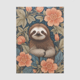 Papel De Seda Preguiça Fofa Floral Elegante Inspirada em William