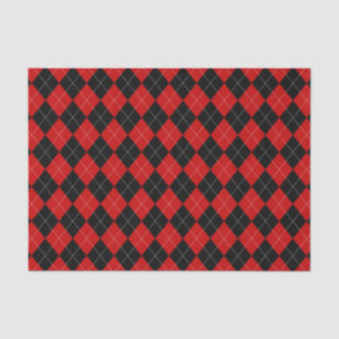 Papel De Seda Preppy Argyle Tartan Diamond Xadrez Red Black