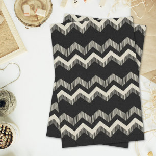 Papel De Seda Preppy Girly Pattern Black And Cinza Chevron