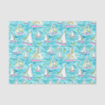 Preppy Palm Beach Impressão Pastel Sailboat