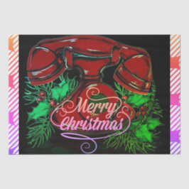 Papel De Seda Presente Antiquado de Telefone de Natal Vermelho