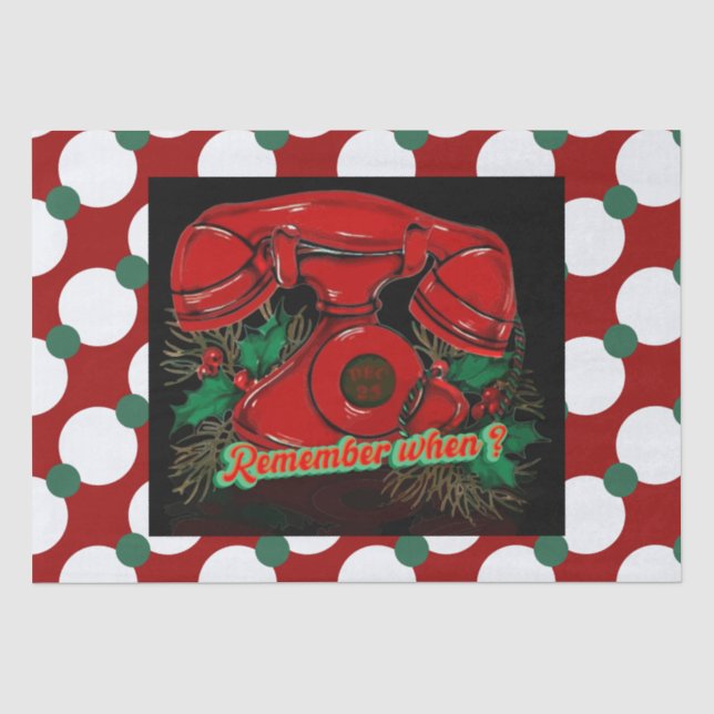 Papel De Seda Presente Antiquado de Telefone de Natal Vermelho (Frente )