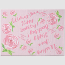 Papel De Seda Presente de ANIVERSÁRIO de Rosa de Aquarela pintad