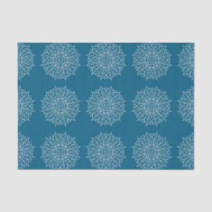 Papel De Seda Presente de Decoupage de Mandala Boho, Branco Azul