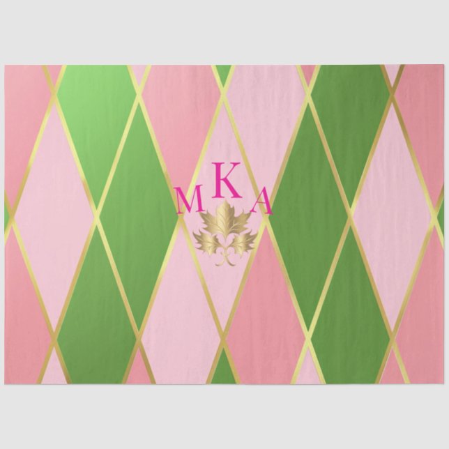 Papel De Seda Presente de Estilo Rosa e Verde Elegante (Frente )
