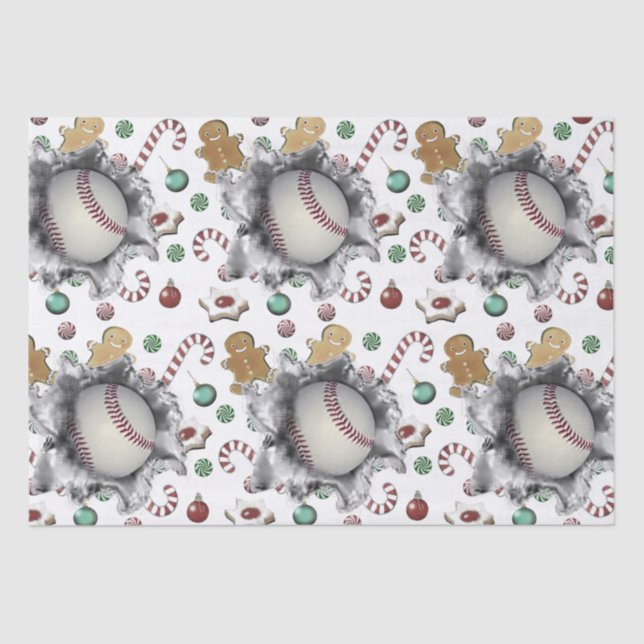 Papel De Seda Presente de Natal de Baseball (Frente )