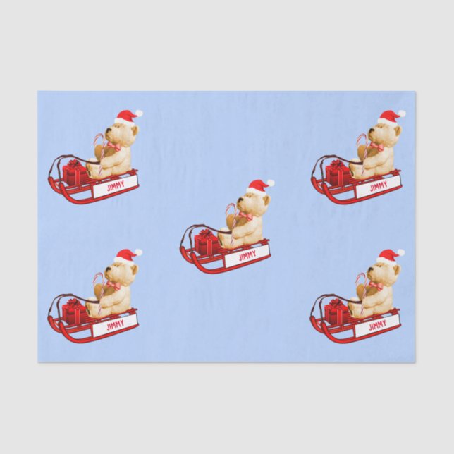 Papel De Seda Presente de Natal do urso de pelúcia (Frente )