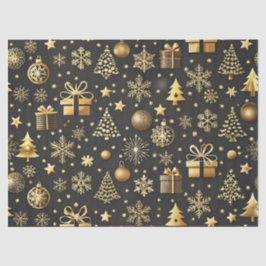 Papel De Seda Presente de Natal Dourado e negro elegante
