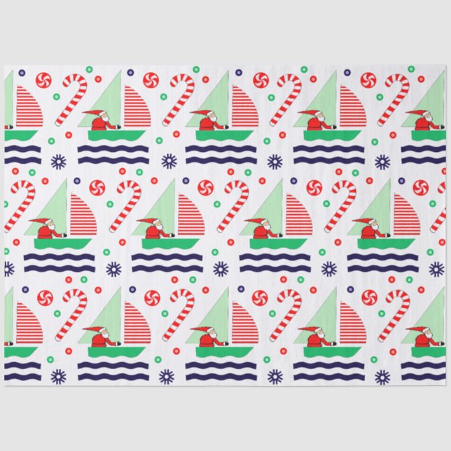 Papel De Seda Presente de Natal Náutico de Vela (Frente )