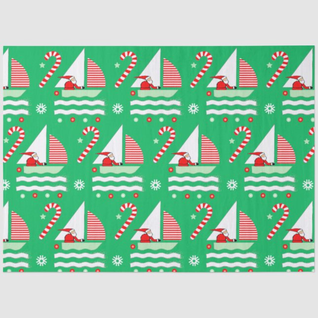 Papel De Seda Presente de Natal Náutico de Vela (Frente )