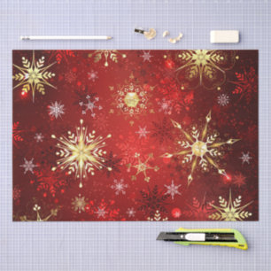 Papel De Seda Presente de Natal Red Xmas Flocos de Neve