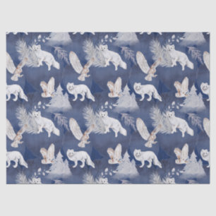 Papel De Seda Presente de Natal Rustic Winter Fox & Owl