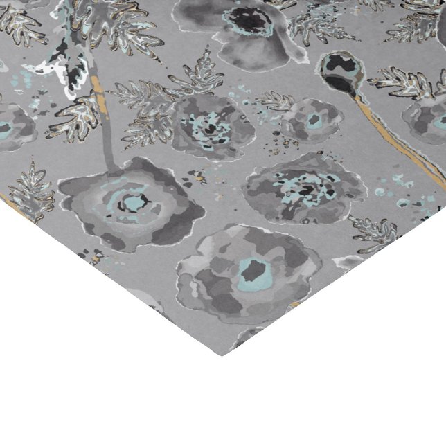 Papel De Seda Presente de Padrão de Aquarela de Populações Flora (Floral Poppies Watercolor Pattern Gift Tissue Paper from Studio Posies.)