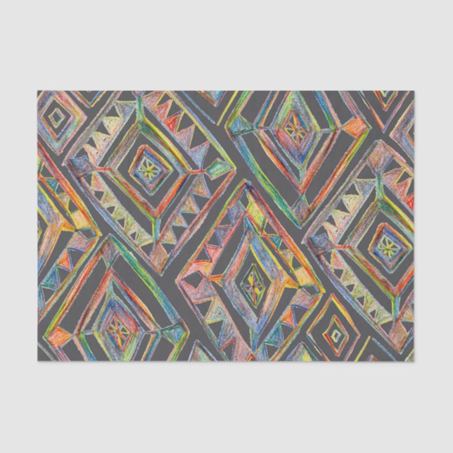 Papel De Seda Presente de Padrão Geométrico dos Diamantes de Rai (Frente )