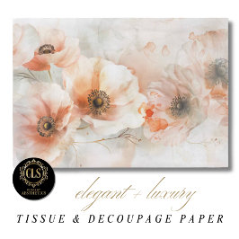 Papel De Seda Presente Decoupage Peônias Aquarela Pêssego