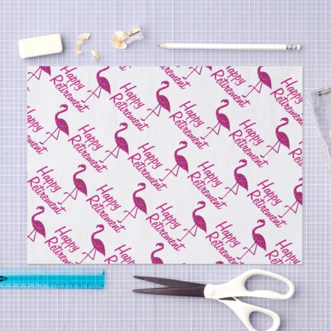 Papel De Seda Presente feliz de aposentadoria rosa flamingo Text (Arte )