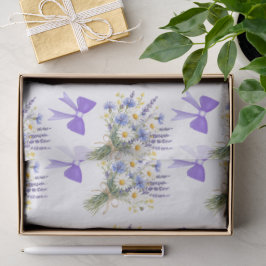Papel De Seda Presente Floral Azul Claro e Lavanda