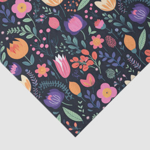 Papel De Seda Presente Floral Caprichoso Estilo Boho Ousado Retr