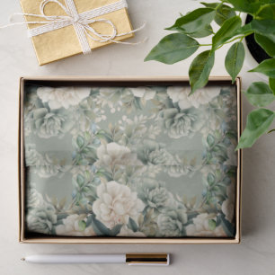 Papel De Seda Presente Floral Verde de White Sage