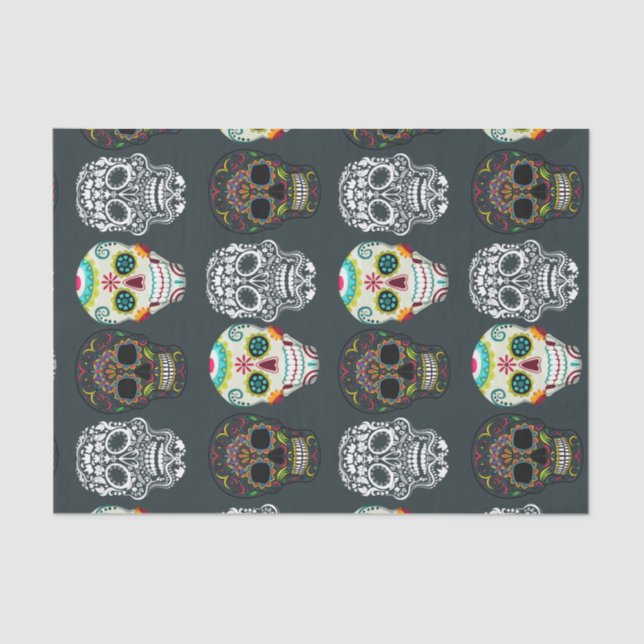 Papel De Seda Presente no festival de Halloween do Crânio Gótico (Frente )