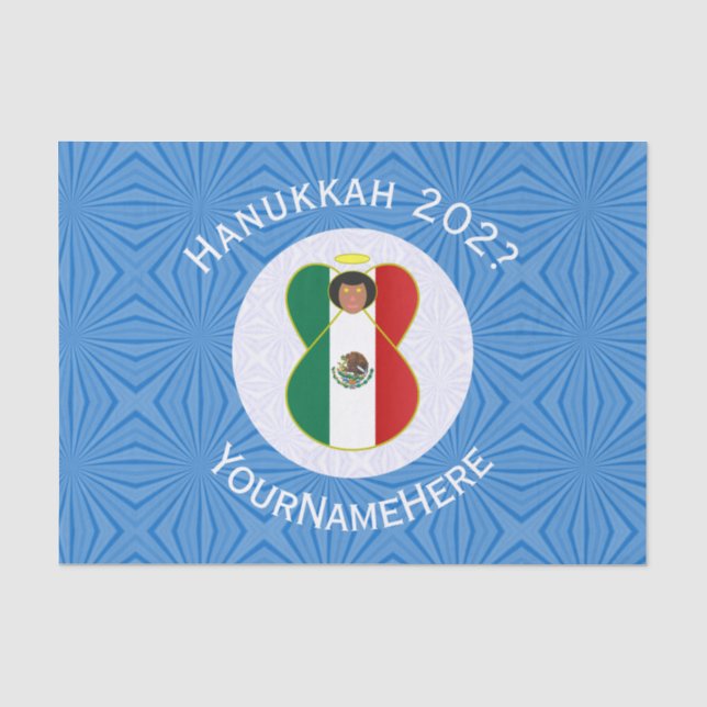 Papel De Seda Presente Personalizado Bandeira do Anjo Mexicano d (Frente )