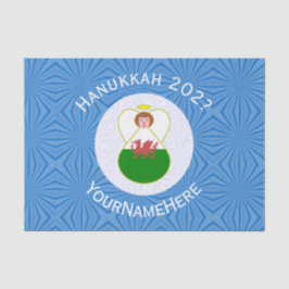 Papel De Seda Presente Personalizado Bandeira Hanukkah Anjo Galê