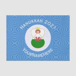 Papel De Seda Presente Personalizado Bandeira Hanukkah Anjo Galê