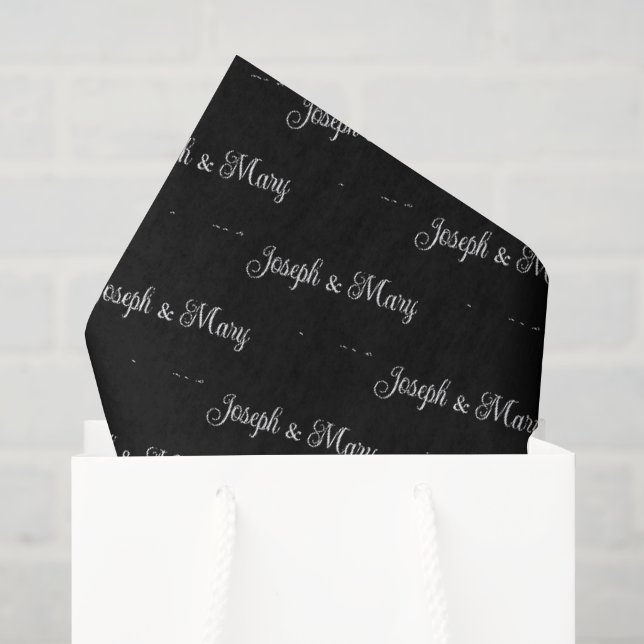 Papel De Seda Presente Personalizado com Nomes do Casal para Cas (Sacola de presentes)