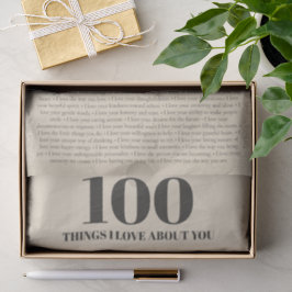 Papel De Seda Presente Personalizável 100 Coisas que Eu Amo em V