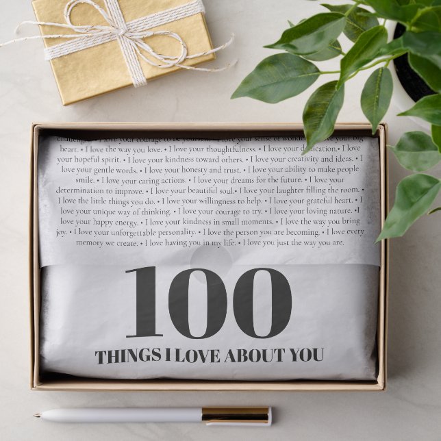 Papel De Seda Presente Personalizável 100 Coisas que Eu Amo em V (Presente)