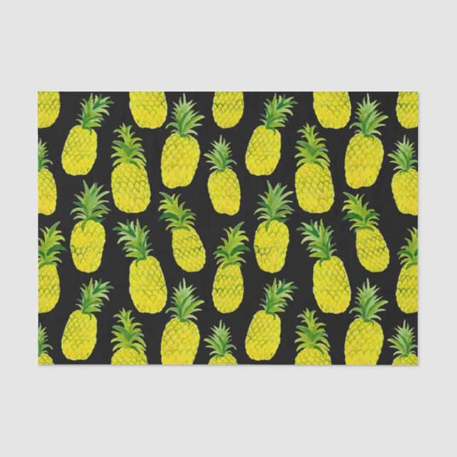Papel De Seda Presente Preto de Cor da Água do Pineapple Party (Frente )