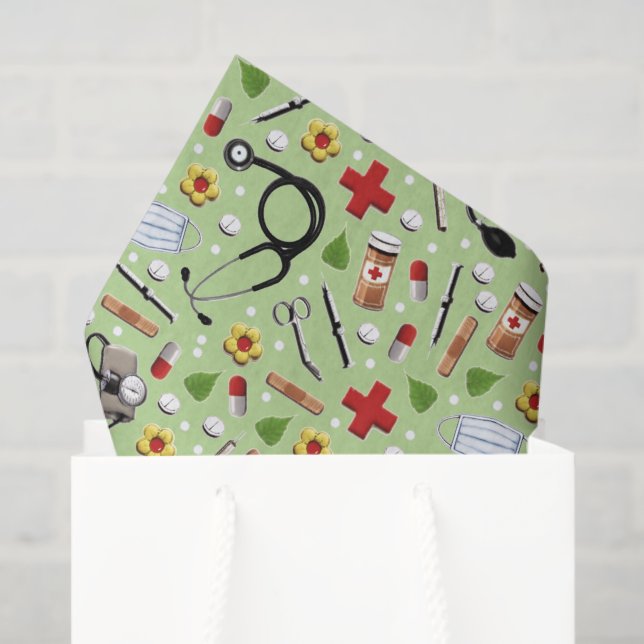 Papel De Seda Presente Temático Médico (Sacola de presentes)