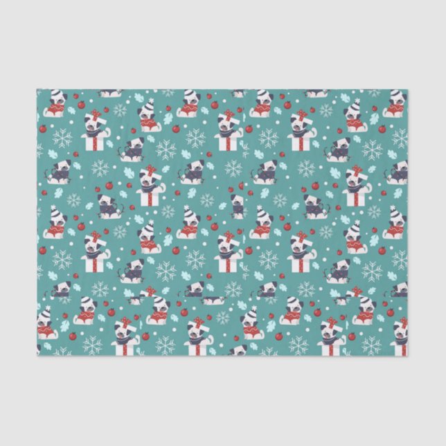 Papel De Seda Presentes de Cachorro de Natal e Flocos de Neve (Frente )