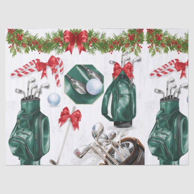 Papel De Seda Presentes de Natal com tema de golfe para golfista (Frente )