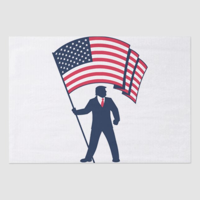 Papel De Seda Presidente Trump Bearing Bandeira dos EUA (Frente )