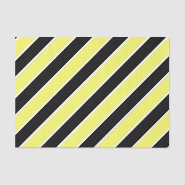 Papel De Seda Preto, Amarelo e Branco com risca (Frente )