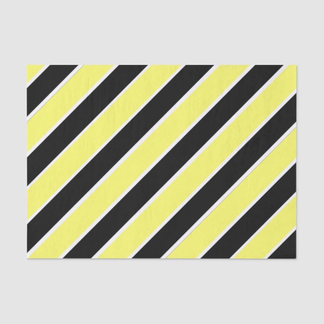 Papel De Seda Preto, Amarelo e Branco com risca (Frente )
